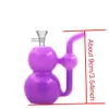 Venta al por mayor mini Hookah Protable barato Purple Gourd colorido agua dab rig bong Tubo de botella con un recipiente para quemador de aceite de vidrio macho de 10 mm o tazones para fumar tabaco