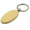 Nyckelringar 200st tomt oval ellipse Trä nyckelkedja DIY Promotion Keychain Pendant Keyring Taggar Promotional Presents