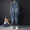 Erkekler kot sokak kıyafeti mavi erkekler tulum vintage çıkarılabilir fermuarlı erkek tulum çoklu cepler takımlar denim romper yt502311294r