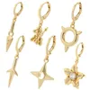 Hoop Huggie Ninja Shuriken Dingle Pendant Drop Earrings For Women Gold Dog Flower Ear Rings Punk Hip Hop Party Korean Fashion 20314C