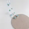 Ensemble ras du cou de 2 colliers de perles pour femmes, perles de fleurs bleues, matériau en cristal, livraison directe