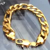 18K REAL YELLOW GOLD Noble MEN'S BRACELET 31g 8 26 FIGARO CHAIN GF283m