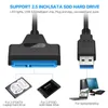 Адаптеры для ноутбуков Зарядные устройства SATA-USB 3 0 2 0 Кабель 6 Гбит/с для внешнего жесткого диска SSD размером 2,5 дюйма 3 22-контактный адаптер Шнур Sata III 231007