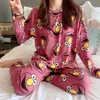 Early autumn Sleepwear cartoon thin pajamas Design Women Couple Spring Summer Pajama Set Home Textile Letters Sleepwears Suit Long304K