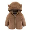 Jassen Winter down Jassen voor Jongens geboren Baby Baby Meisjes Jas Beer Oren Capuchon Bovenkleding Rits Warme Jurk Jas 231007