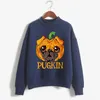 Felpe con cappuccio da uomo Zucca Carlino Divertente Streetwears Kawaii Cani Felpa con stampa Y2k Top Pullover 2023 Abiti di Halloween per le donne Tuta allentata