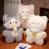 Pluszowe lalki dekompresyjne zabawka 40 cm kawaii kreskówka szary kot miękkie nadziewane zwierzęcy biały kotka lalka hoble poduszka dla dziecka dzieci darowizny 231007