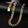 Chains 13MM Iced Out Cuban Necklace Link Chain Women Crystal Neon Colorful Enamel Choker Suit Rainbow Bracelet Jewelry226D