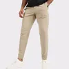 Erkekler pantolon celana panjang katun kasual joging oahraga musim panas gaya tipis warna katı sederhana halus elastis elastis untuk