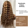 Syntetiker Highlight Human Hair 13x6 Deep Wave Curly Coliled Honey Blonde Spets Frontal For Women Ombre Front 231007