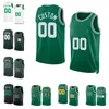 バスケットボールジャージJason Tatum Jaylen Brown Jrue Holiday City Jersey Black Green Whitemen S-2XL