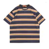 Men's T Shirts Striped Loose T-shirt Round Neck Pullover Casual Short Sleeves For Young Men And Women