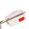 Solglasögon Luxury Diamond Cutting Ultralight Reading Glasses Women Män Rimless High Quality Frame Anti Blu Ray Fashion 1 1,5 till 4