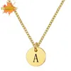 Ожерелья с подвесками 2021, ожерелье с диском и алфавитом, золотая цепочка с буквами Alfabet из нержавеющей стали 316L для женщин307y