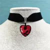 Pendant Necklaces Gothic Punk Big Red Rose Heart Necklace Vintage 80s Aesthetic Love Inspired Choker For Girlfriend Couple Birthday Gift