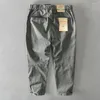 Pantalones para hombres 2023 Otoño e invierno Hombres Algodón Color Sólido Suelto Casual Safari Estilo Bolsillo Ejército Verde Ropa de trabajo GML04-Z331