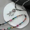 Pendant Necklaces Vintage Chinese Style Ruyi Lock Necklace Handmade Sweet Colorful Beads Chain Choker For Women Female Fashion Jewelry