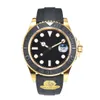новые классические роскошные мужские часы, тяжелые тяжелые часы Yatch Master Gold Cal.3235 с автоматическим механизмом, резиновый браслет, стальной внутри, водонепроницаемые наручные часы