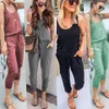 Mode Slanke Zomer Jump Suits Vrouwen Lace Up Solid Casual Rompertjes Spaghetti Band Pocket Zwarte Jumpsuits Sport Dames Clothes235m