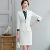 Two Piece Dress Formal Blue Blazer Women Business Suits Skirt And Jacket Sets Office Ladies Work Uniform OL Styles