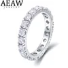 Solitaire Ring AEAW Solid 14K White Gold Round Enternity Full Diamond Band 25mm 15ctw DF Color For Women 231007