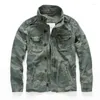 Casual Wear Mens överdimensionerade camo sportkläder tjock denimjacka män övergripande grön militär vinter kamouflage male xxl