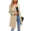 Women's Trench Coats Stylish Long For Women Double Breasted Closure Sleeve