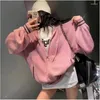 Women's Hoodies Women Knitted American Letter Hooded Sweatshirt Girl Preppy Long Sleeve Knitting Crop Top 2023 Autumn Casual Loose Knitwear