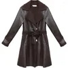 Women's Leather Skin Hair One Body 2023 Spring Autumn Jacket Plus Size Fat Sister Fashion Loose Tied Thickened Coat