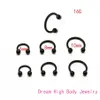 Black Horseshoe 316L Surgical Steel Nostril Nose Ring circular piercing ball Body Jewelry Rings CBR ring earring16G 6MM 8MM 10MM258t