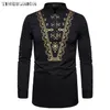 Afrikanische Druck Dashiki Männer Hemd Schlank Langarm Chemise Homme Ethnische Totem Design Herren Hemden Hochzeit Party Camisas326Q