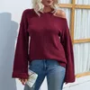 Women's Sweaters Sweater Woman 2023 Autumn/winter Solid Color O-neck Hollow Out Shoulder Flare Sleeve Knit Women Drop MMYD2819