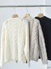 Kvinnors tröjor Kvinnor Ströja ihåligt Twisted Temperament Long Sleeve O-Neck Solid Beading Pullover Jumper Wool Casual Spring 2023