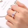 Whole 6 Pcs Lot Luckyshine Daily Jewelry Holiday Gift Fire Flower Pink Cubic Zirconia Gemstone 925 Silver Plated Women Ring NE2002