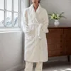 Men's Sleepwear Cotton Nightgown For Men And Women Autumn Winter Checkered Jacquard Bathrobe Velvet Comfortable Warm The