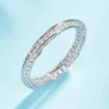 Anello solitario Anello infinito S925 Argento sterling Micro pavé Anelli di fidanzamento per fedi nuziali per le donne Gioielli per feste 231007