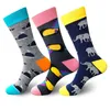 PEONFLY chaussettes drôles en coton pour hommes éléphant dauphin patin chaud Harajuku chaussettes joyeuses pour mariage cadeau de noël 228C