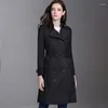 Trenchs pour femmes, coupe-vent, Design de qualité, vêtements d'extérieur, revers, manteau à Double boutonnage avec boucle de ceinture, automne hiver