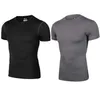 Camisa de compressão masculina da UE, camada base de corrida, manga curta, tops258q