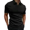 القمصان الرجال القميص بولو الصيف الرياضي للياقة البدنية v-neck تي شيرت نسيج مخطط مشقوق سريع تجفيف الأكمام قصيرة مرنة التنفس