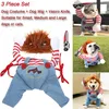 Abbigliamento per cani Abbigliamento per bambole mortali per animali Chucky Cosplay Divertente costume da festa Abiti natalizi di Halloween per cani di taglia piccola, media e grande