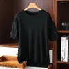 Męskie koszulki T-shirt kaszmirowy Królowy bazowy sweter bazowy O Duży rozmiar pół-rękawoeved Pure Wool Bluzka Sprężyna letnia Tops TEE