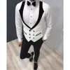 Gilet da uomo Slim Fit Gilet da uomo con doppio petto Gilet da uomo personalizzato bianco e nero per matrimonio formale Groomsme268U