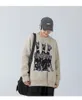 Dog Knitted Sweater Y2k Oversize Pullover Men Hoodie Vintage Graphic Knit Male Jumper Women Winter Knitwear Brown Beige