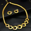 Necklace Earrings Set 24k Gold Plated Jewelry African Bride Nigeria Wedding DD30233