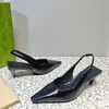 Novas sandálias Slingback Bombas de salto cônico saltos 5,5 cm gatinho Hee sola de couro designer de luxo feminino moda festa de casamento sapatos de noite sapato 35-42 com caixa