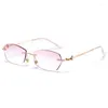 Solglasögon lyxiga rimlösa läsglasögon Anti Blue Light Blocking Business Eyewear Elegant Fashionable Lady 1.0 1.50 2.0 2.5