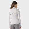 L-8031 Autumn Winter Full Zip Jackets snabbtorkande yogatur Höftlängd Fitness Coat Cotton Sweatshirts Slim Fit Long Sleeve Shirts Sports Jacket With Thumb Holes