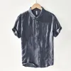 Męskie koszulki L1007 Wysokiej jakości Ramie T-shirt Summer Fashion Chinese Retro w stylu retro krótki rękaw swobodny luźne, wszechstronne oddychające przytulne przytulne