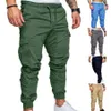 Pantaloni da uomo 2021 Nuovi Uomini Casual Pantaloni Pantaloni di Cotone Lino Cargo Pantaloni Lunghi Elastici di Colore Solido Pantaloni Militari Ma ggings S226f